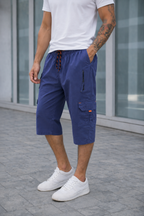 TACTICAL-COTTON CARGO-SHORTS-BLUE