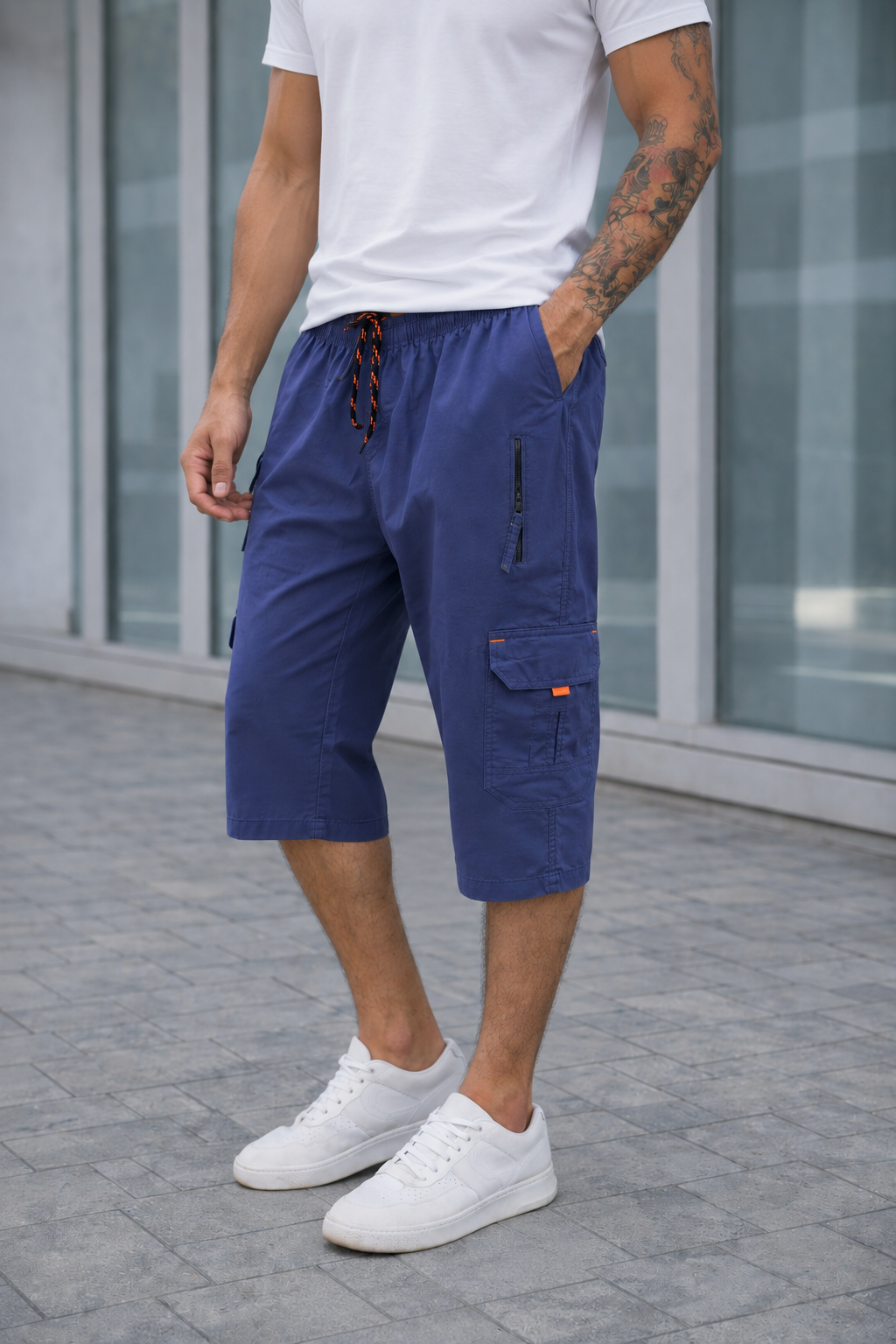 TACTICAL-COTTON CARGO-SHORTS-BLUE