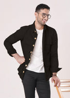 BLACK COTTON SHACKET-FT