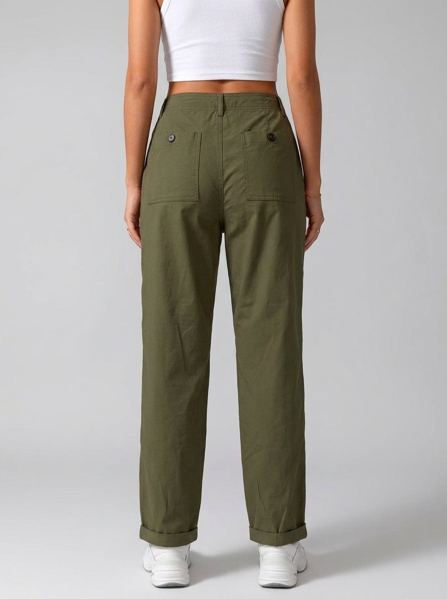 Women Paper Cotton Cargo Pants