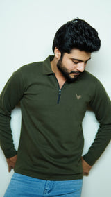 Olive Ridge Half Zip Polo