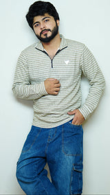 OliveWave Striped Sweatshirt