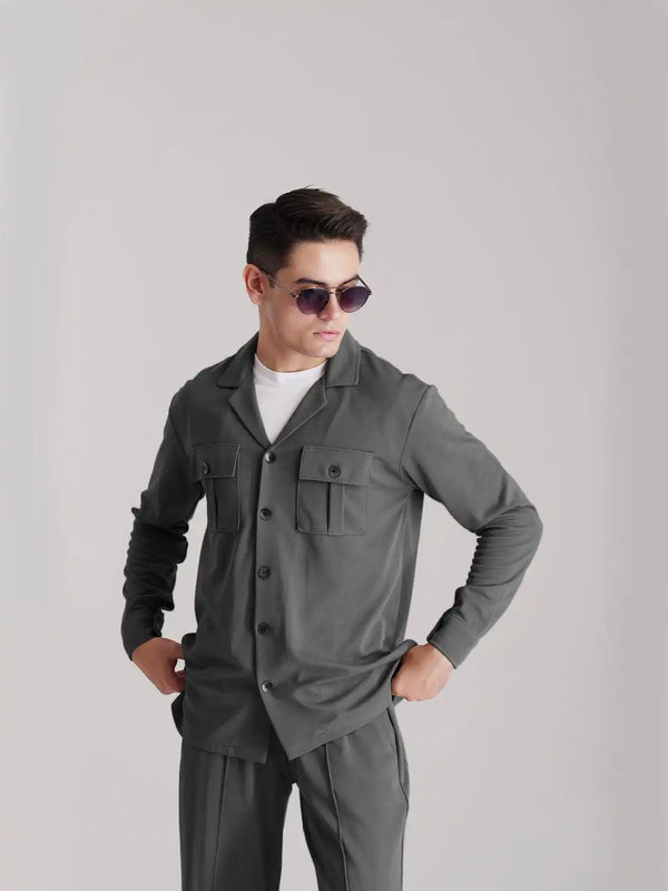 Premium Co-Ord Set Full Sleeve - Grey - Drizzle.pk