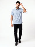 Sky Textured Cotton Polo