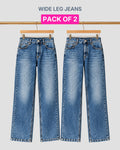 Pack of 2 Women's Blue Wide Leg Jeans - ST 97