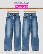 Pack of 2 Women's Blue Wide Leg Jeans - ST 97