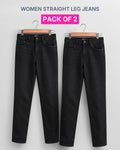 Pack of 2 Women's Black Straight Leg Jeans - ST 5