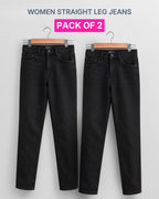 Pack of 2 Women's Black Straight Leg Jeans - ST 5