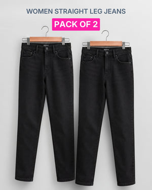 Pack of 2 Women's Black Straight Leg Jeans - ST 5