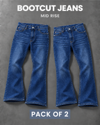 Pack of 2 Men's Mid Rise Bootcut Jeans - Dark Blue