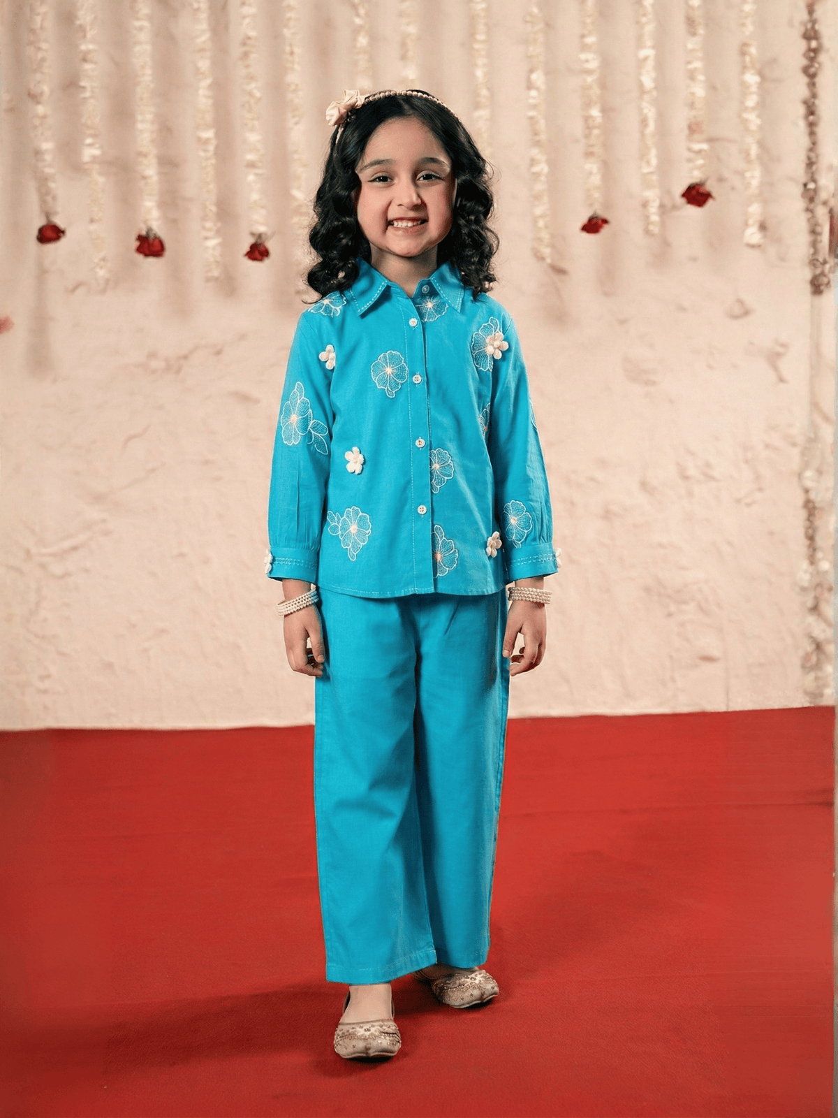 Girls Summer 2Pcs Embroidered Suit VG178-B