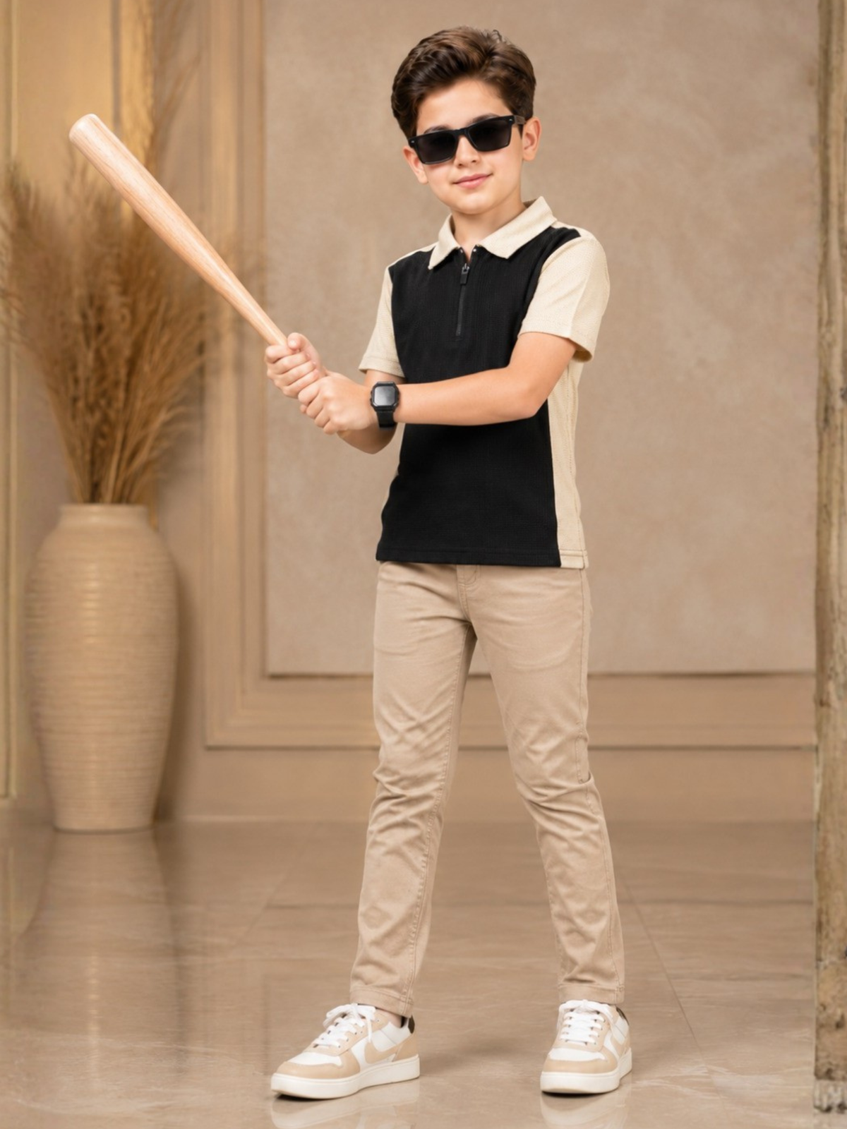 Boys Imported Textured Polo Shirt VP28-A