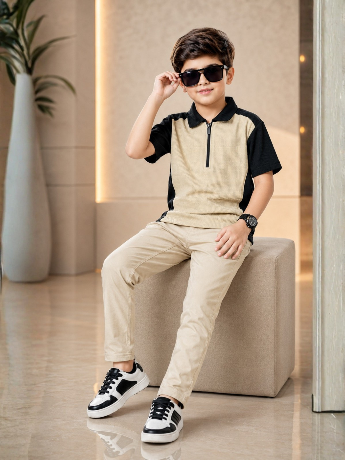 Boys Imported Textured Polo Shirt VP28-B