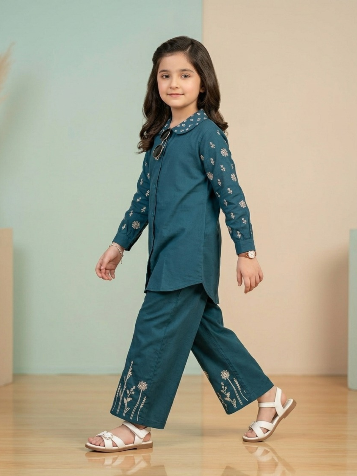 Embroidered Girls Co Ord Set VG215-A