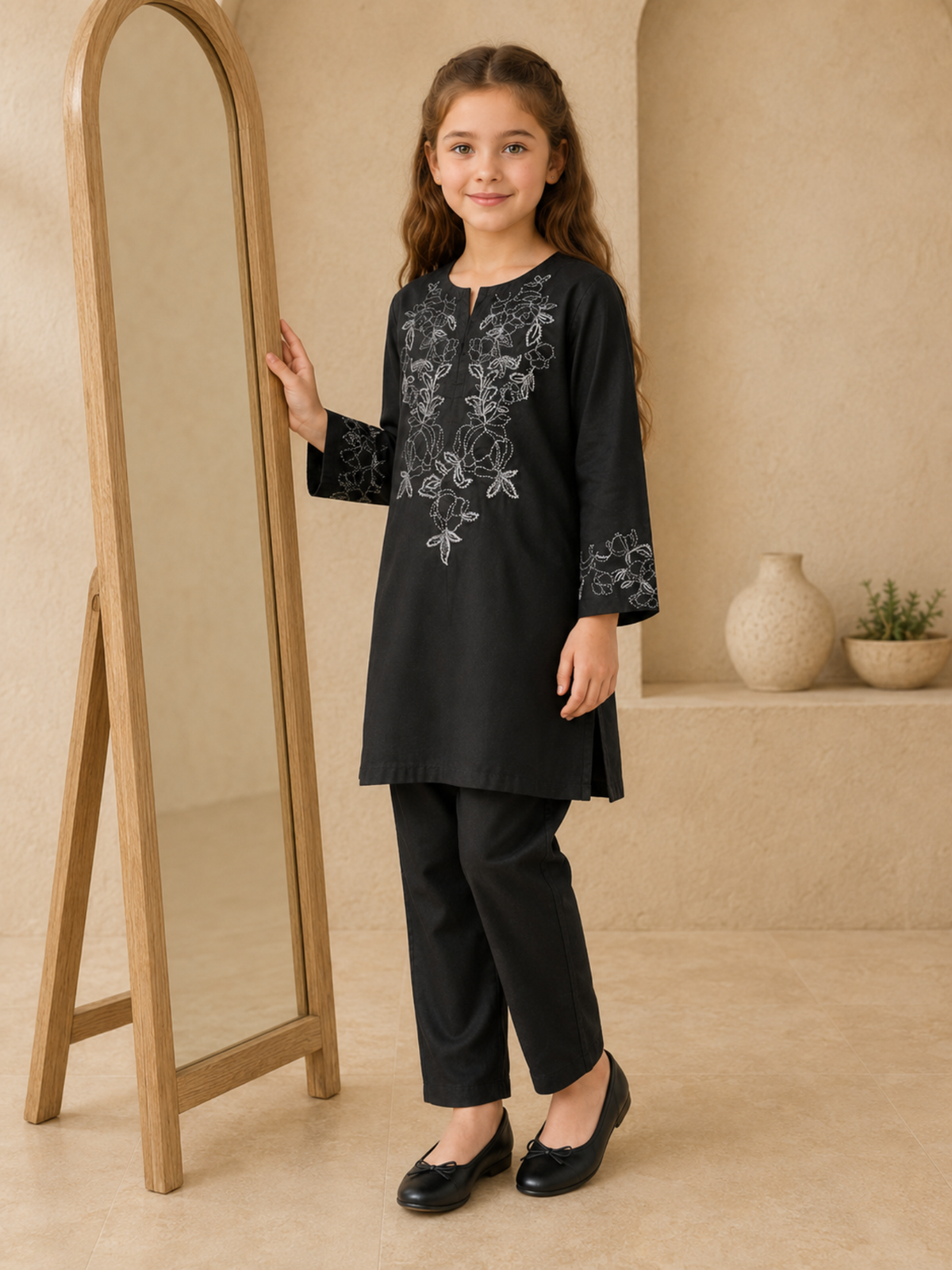 Embroidered Girls Summer 2Pcs Suit VG227-B