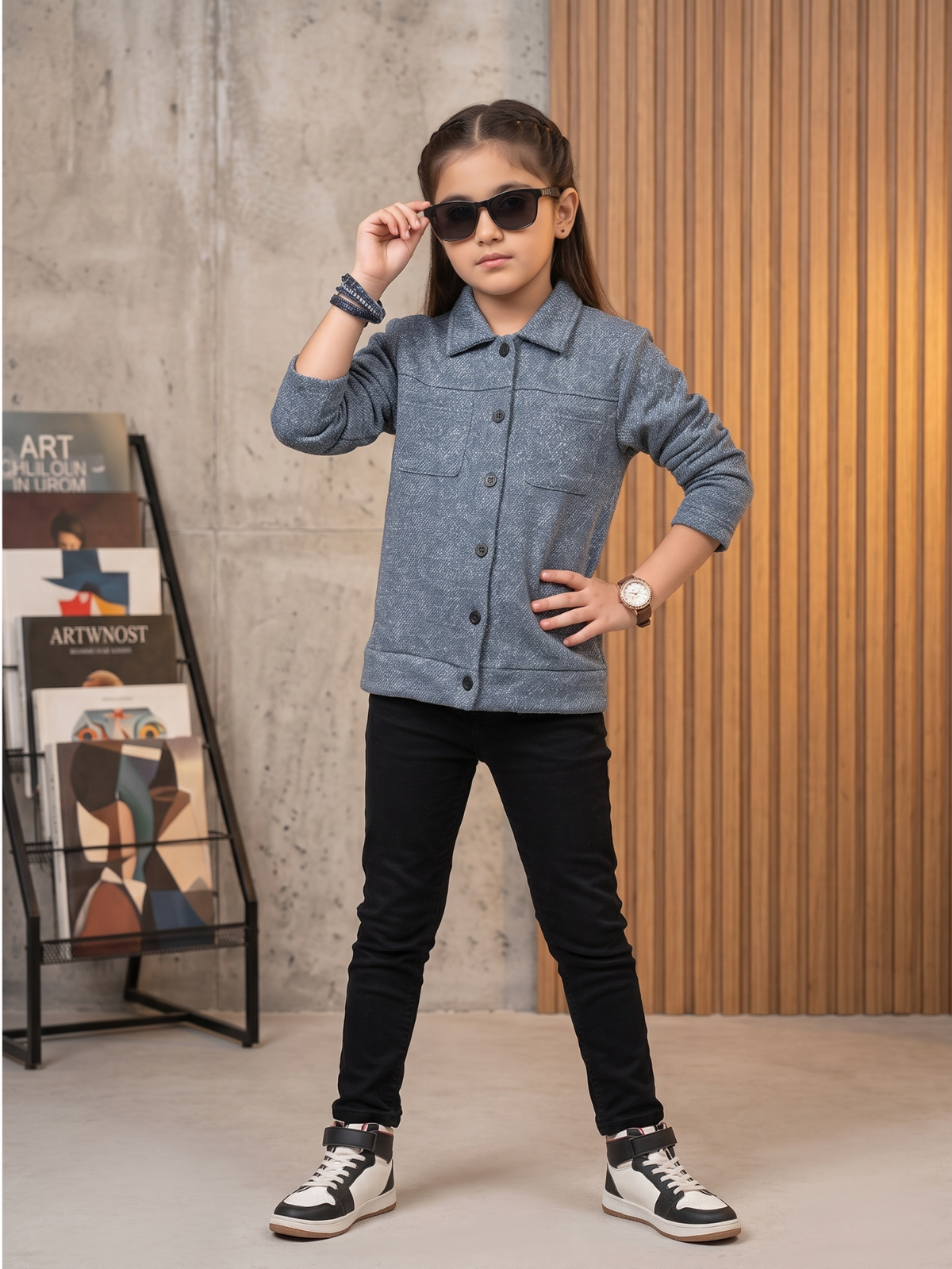 Fleece Shirt Jacket For Boys & Girls VWT63-A