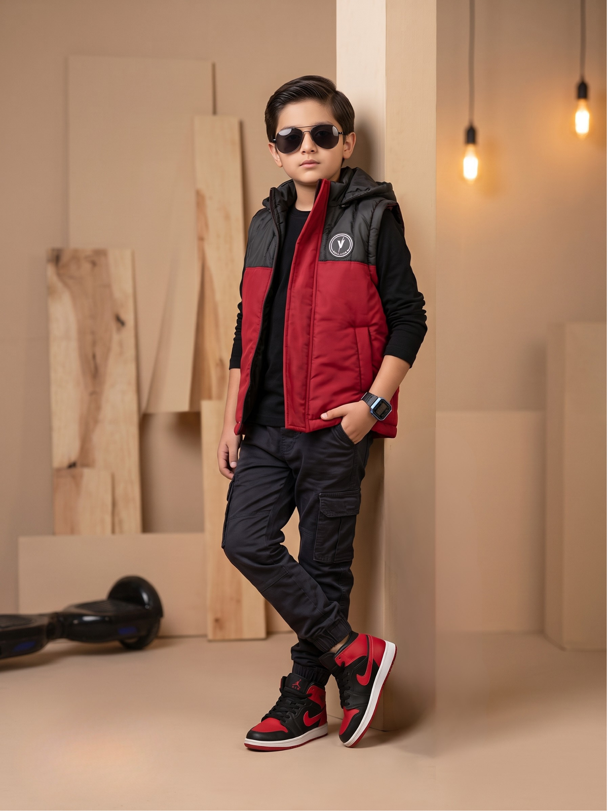 Sleeveless Hooded Puffer For Boys & Girls VJ88-A