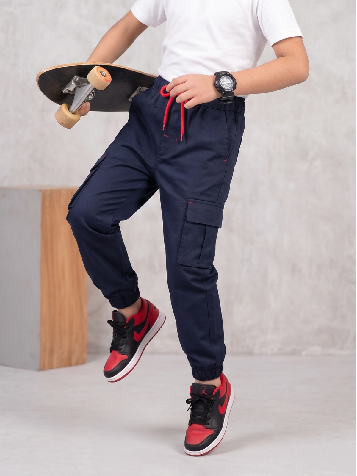 Boys Imported Textured Cargo Trouser VT30-D