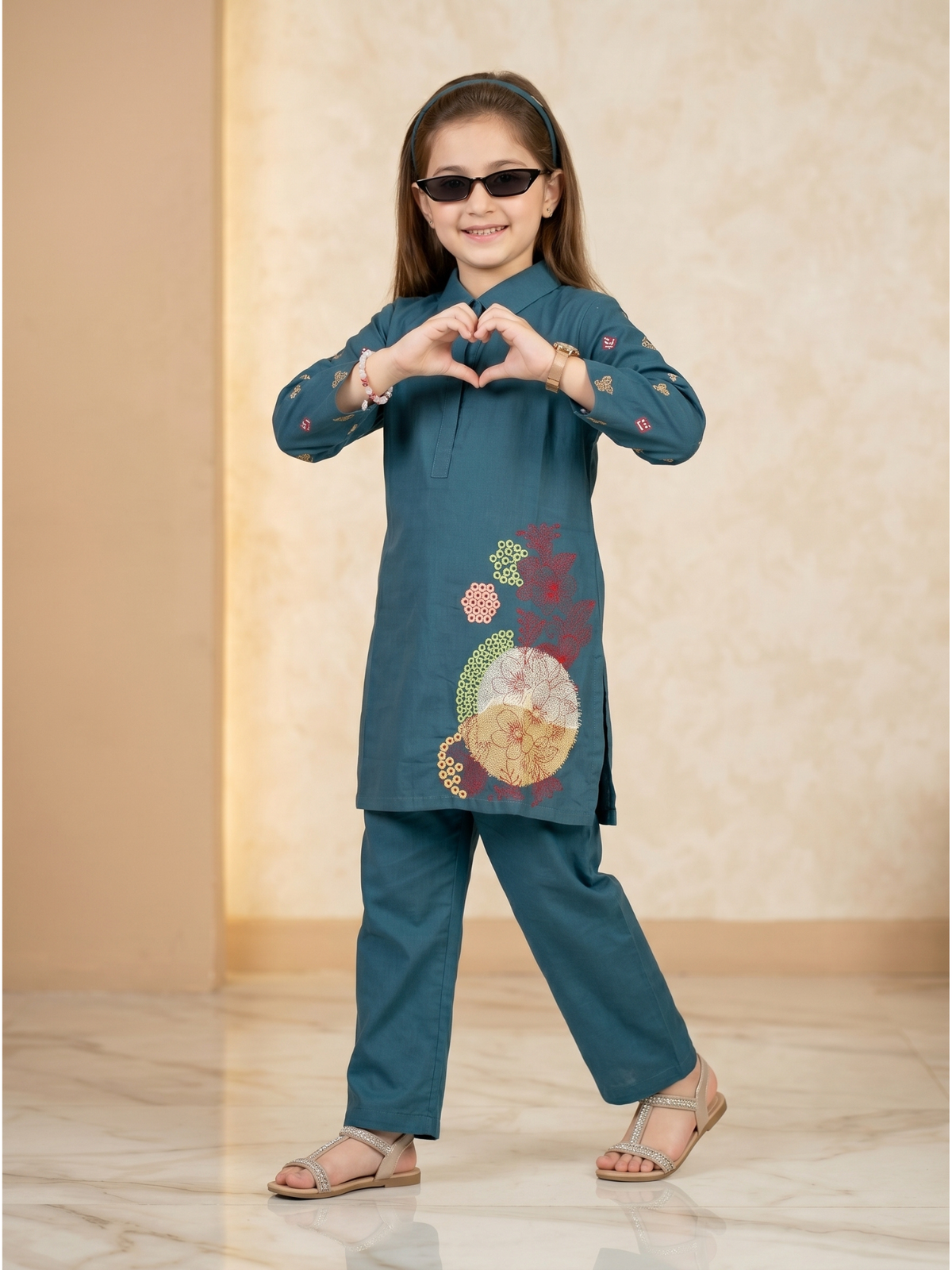 Embroidered Girls Co Ord Set VG216-A