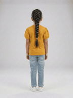 Girls Summer Mustard Puff Sleeve Flower T-Shirt VG193-B
