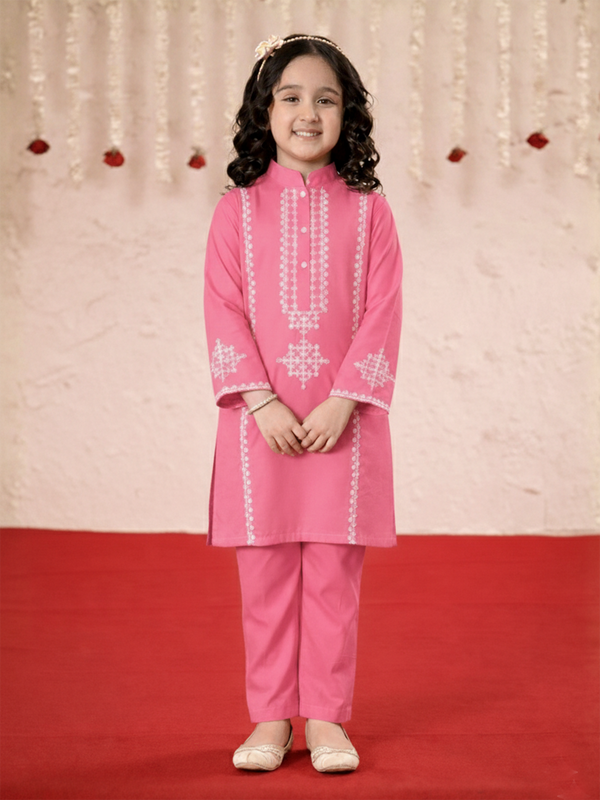 Girls Summer 2Pcs Embroidered Suit VG103-A