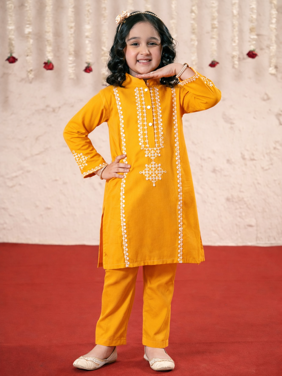 Girls Summer 2Pcs Embroidered Suit VG103-B