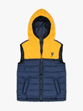 Sleeveless Hooded Puffer For Boys & Girls VJ06-B Yellow/Navy