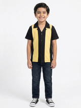 Boys Black & Yellow Panel Casual Shirt VP24-B