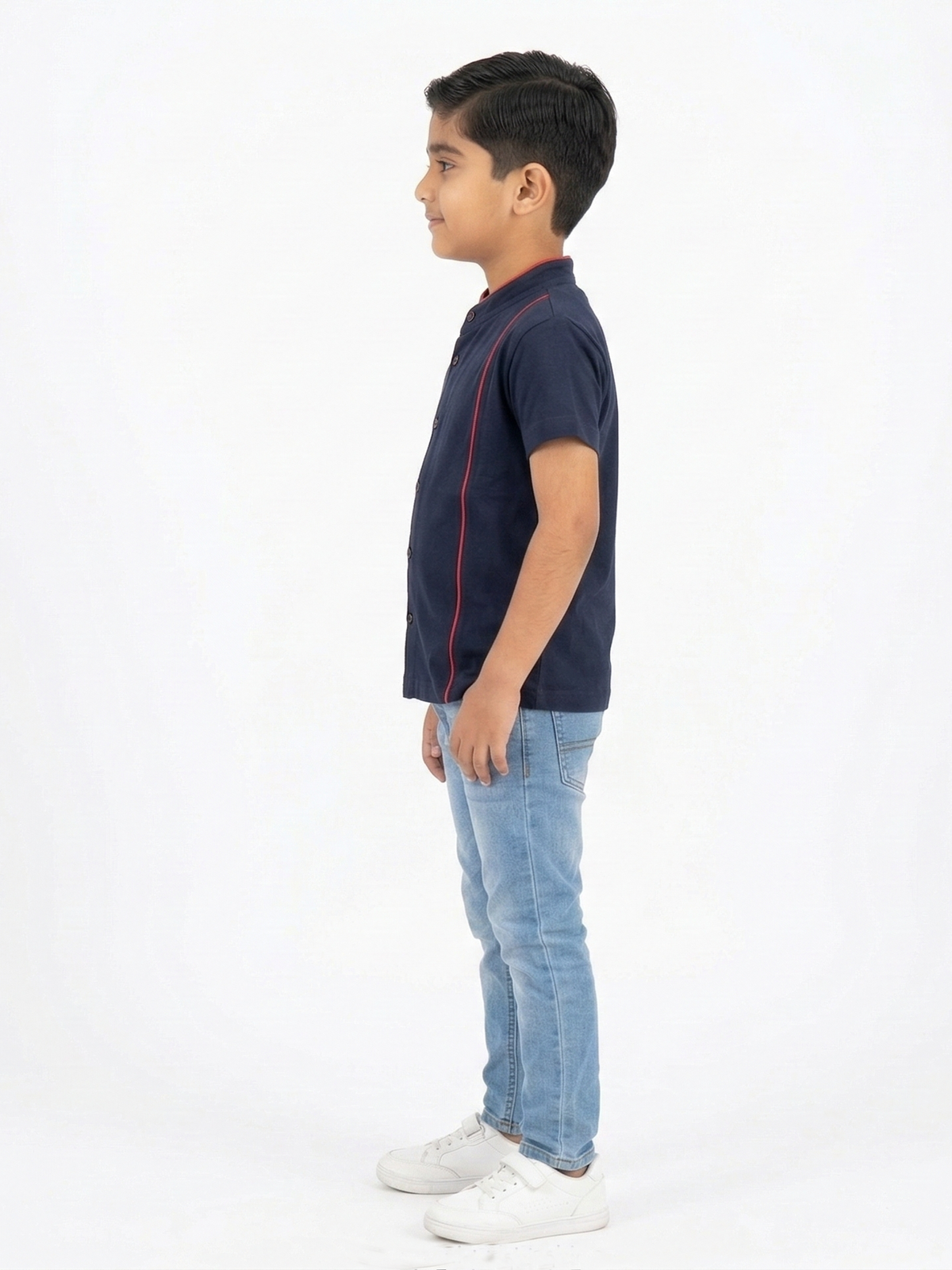 Boys Navy Mandarin Collar Casual Shirt VP25-A