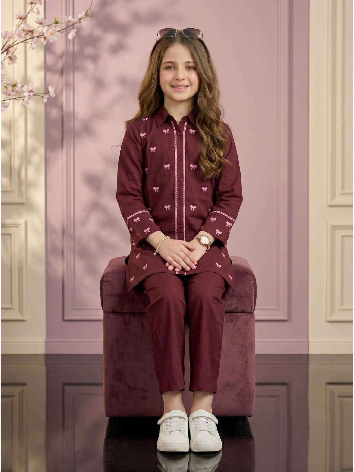 Embroidered Girls Co Ord Set VG214-B
