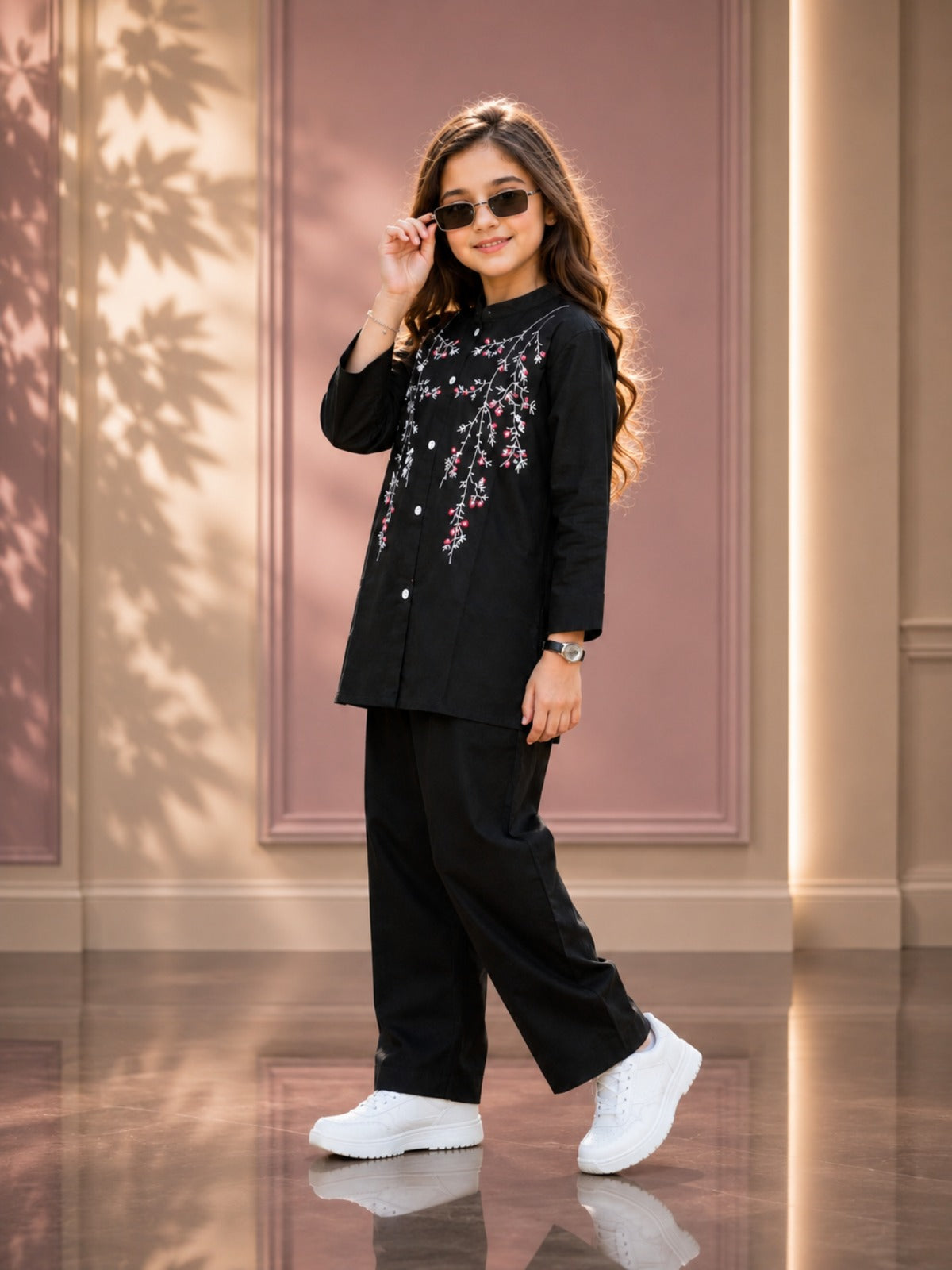 Embroidered Girls Co Ord Set VG213-A
