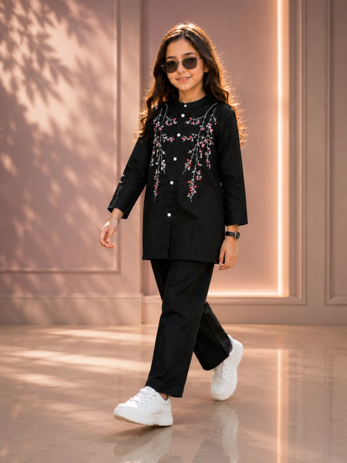 Embroidered Girls Co Ord Set VG213-A