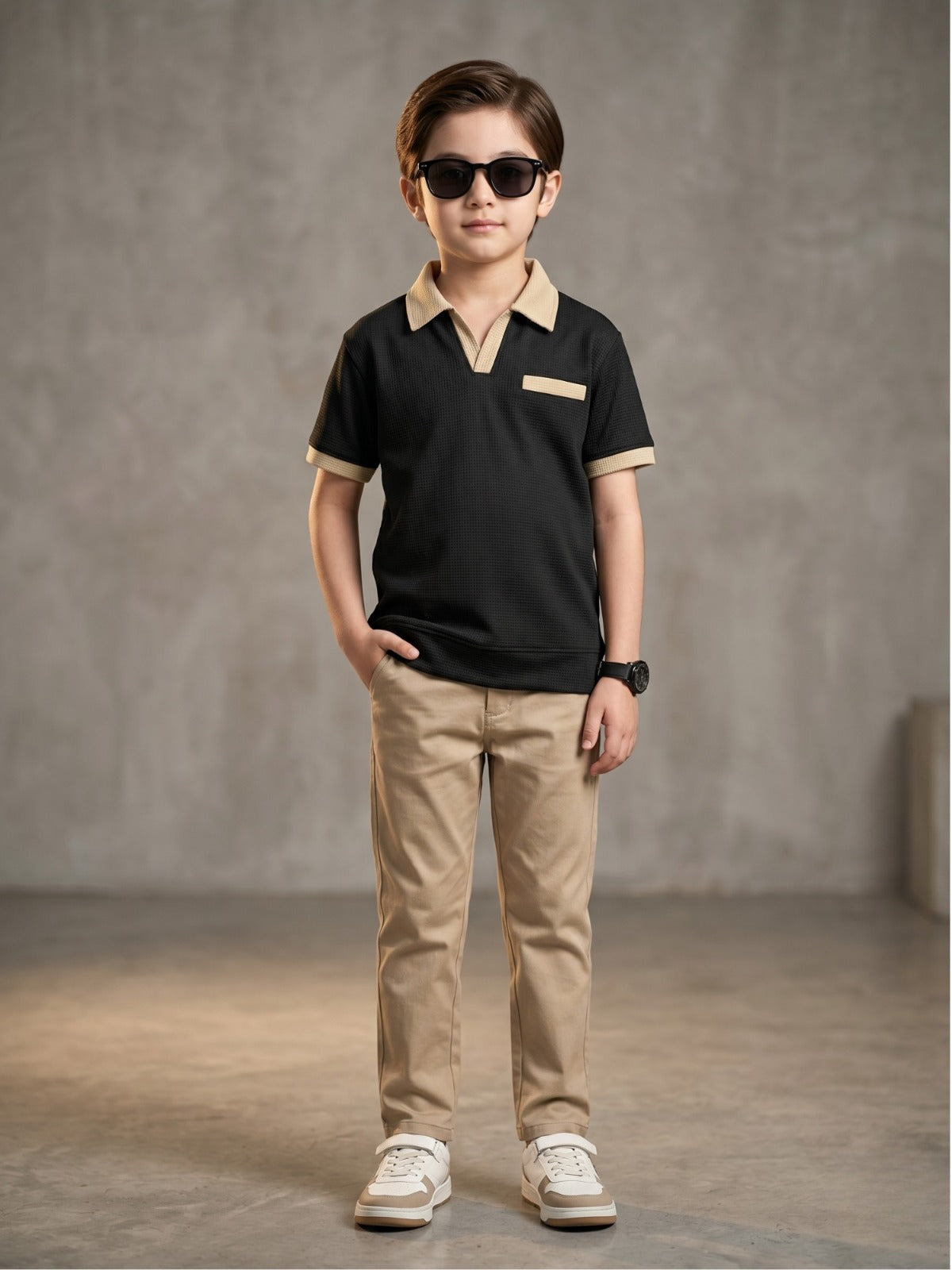 Boys Imported Textured Polo Shirt VP27-B