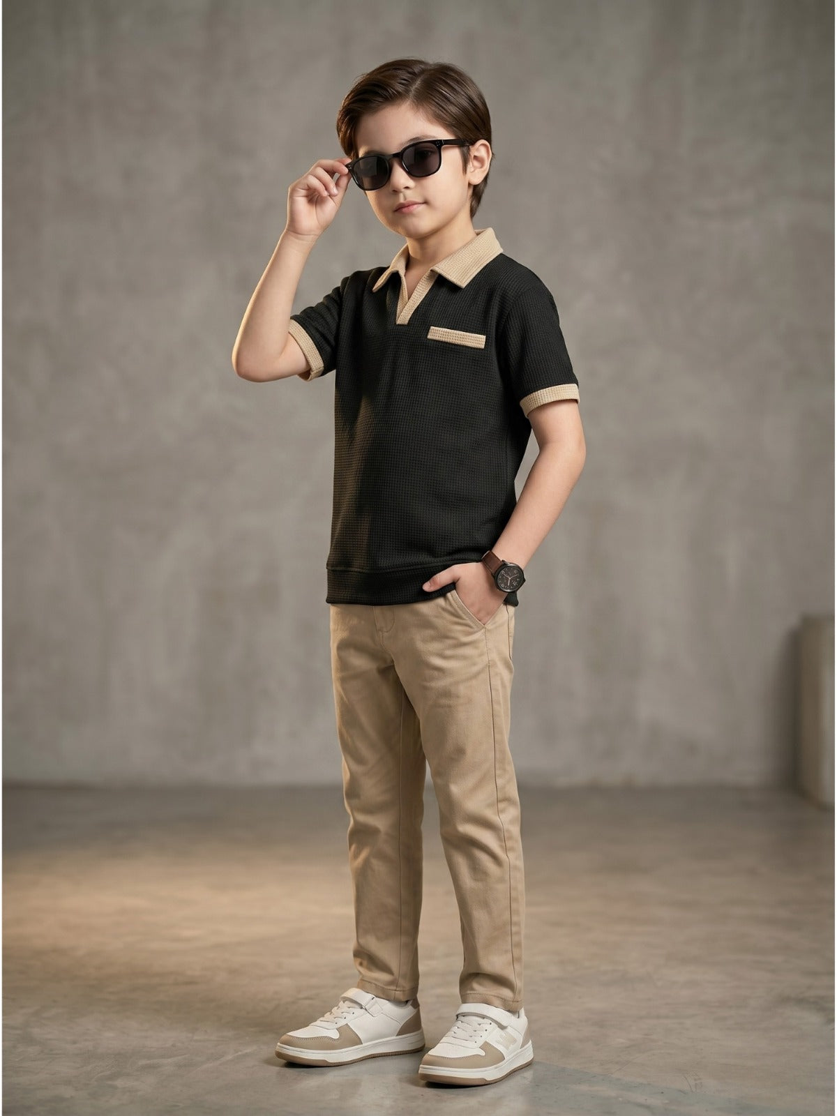 Boys Imported Textured Polo Shirt VP27-B