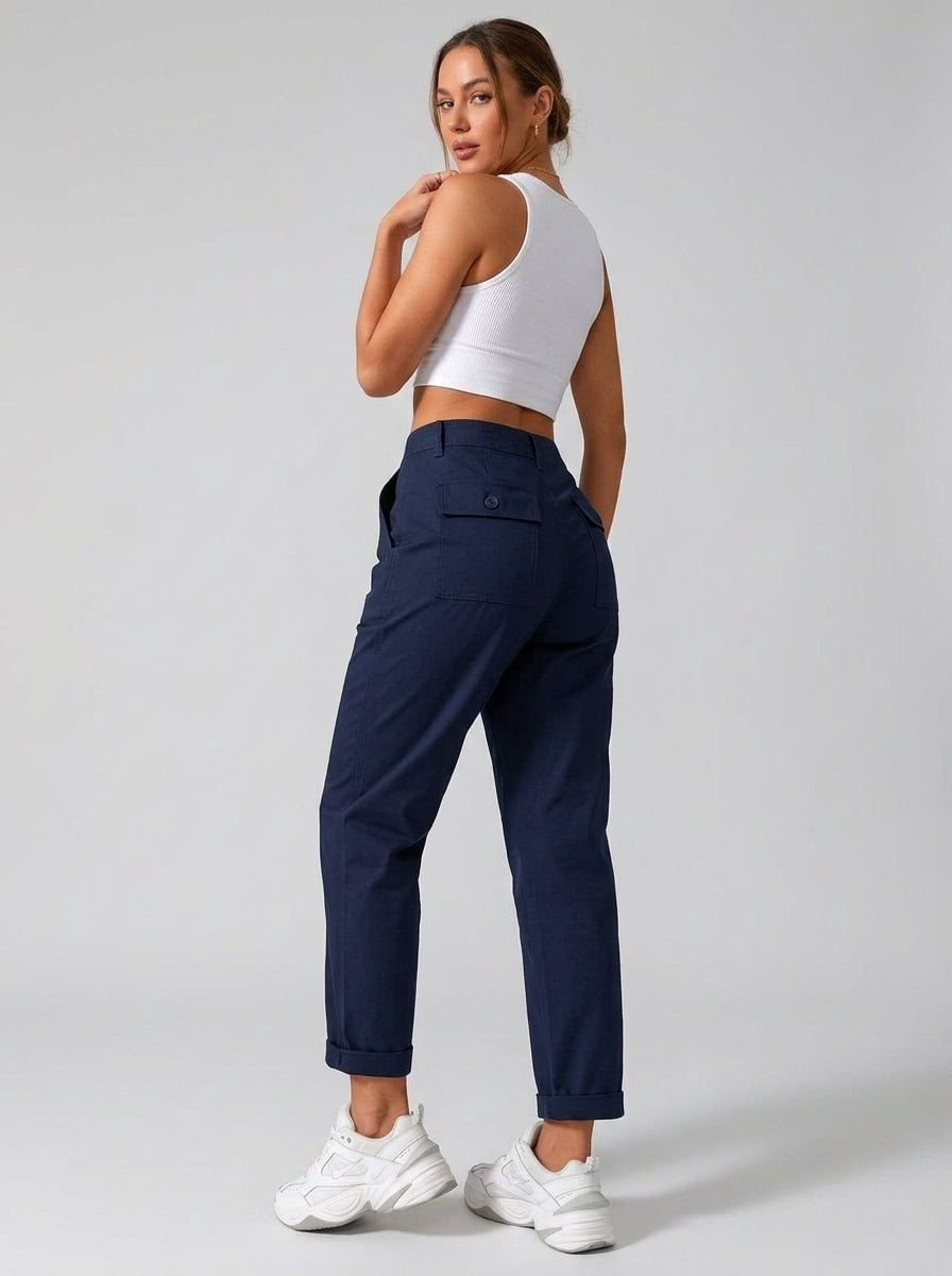 Women Paper Cotton Cargo Pants
