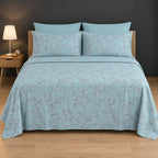 Aqua Vine Print Bedsheet Set with matching pillow covers
