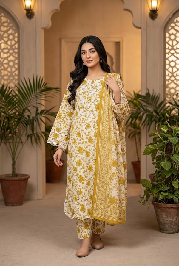 3 PC EMB LAWN RTW  SUIT D-15