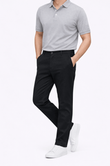 Black Cotton Pant - Straight Fit