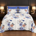 Whimsy Weave Blue Rose Bouquet Print Bedsheet Set on a bed