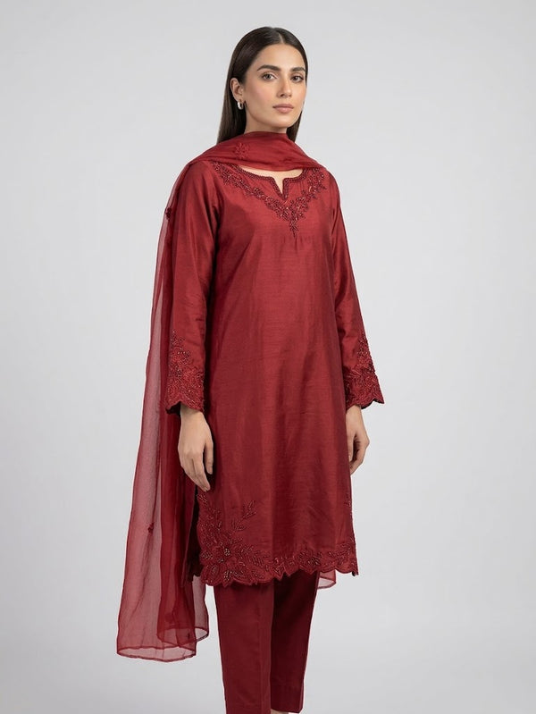 PC-41 Silk Embroidered 3 Piece Stitched Suit