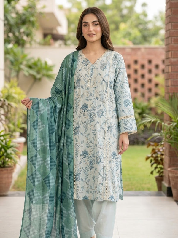 3 PC EMB LAWN RTW  SUIT D-21