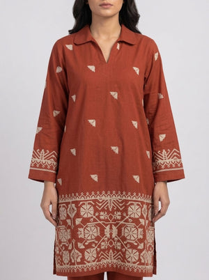 2Pc Stitched Embroidered Suit - oringe