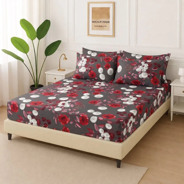 Crimson Dusk - Fitted Bedsheet