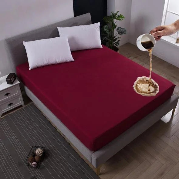 Terry Waterproof Mattress Protector- Maroon