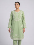 2Pc Stitched Embroidered Suit - c - green