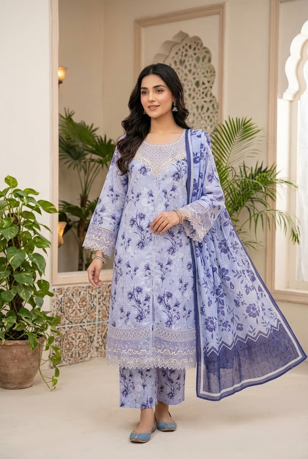 3 PC EMB LAWN RTW  SUIT D-05