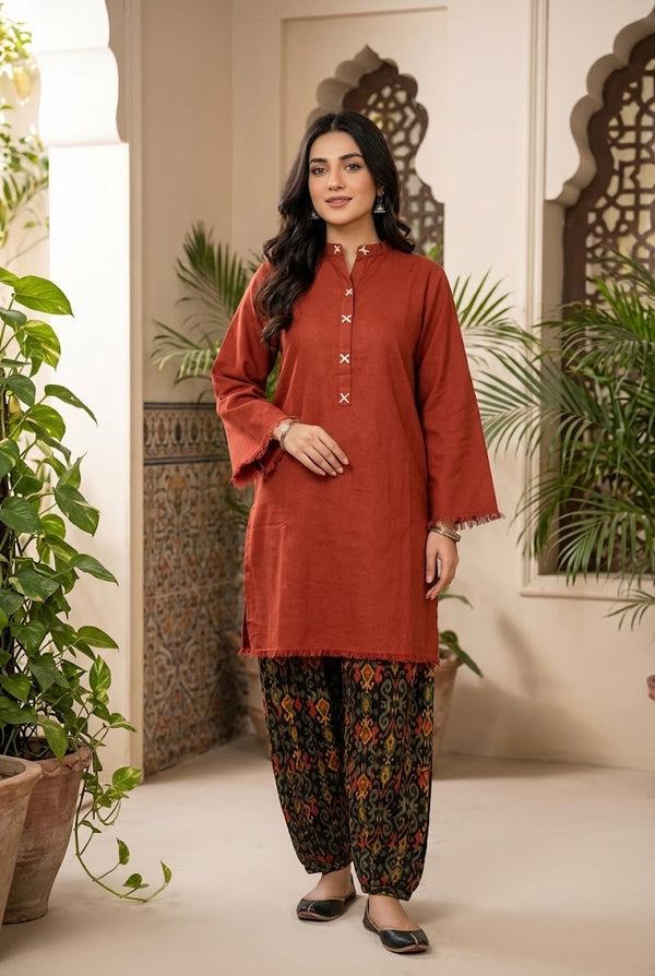 2Pc Stitched print shalwar Suit