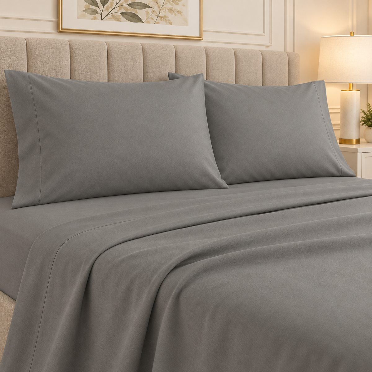 Premium Plain Bedsheet Set - light Gray