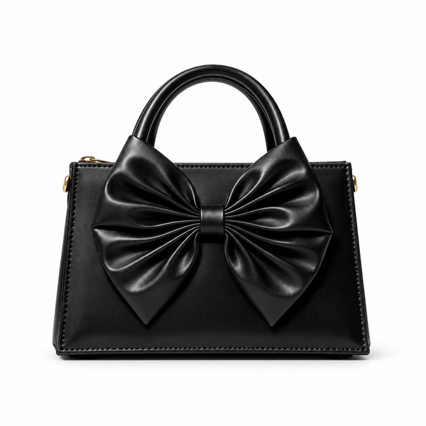 Fleur Bow Black Handbag for Women