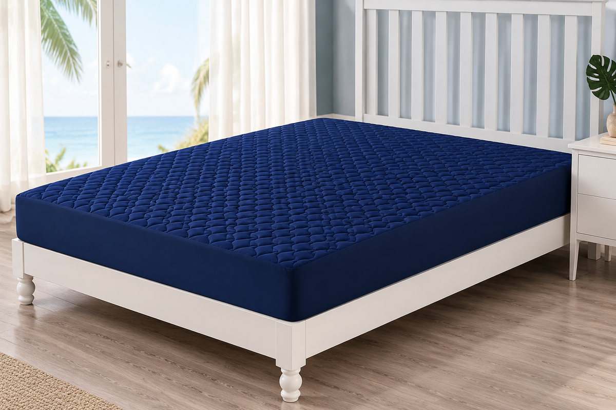 Quilted Waterproof Mattress Protector- Navy BLUE